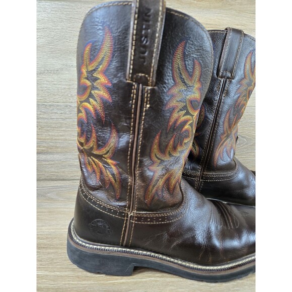 Justin Original Workboots Wide Square Toe Brown Men’s 9 1/2 EE WK4681. Design main image 13